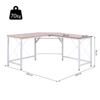 HOMCOM Computertafel L-vormig hoekbureau MDF naturel / zwart hoekbureau(m-3)