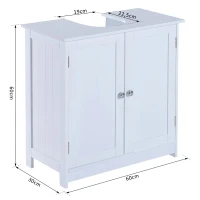 HOMCOM Wastafelonderkast badkamerkast badkamermeubel wastafel onderkast wit(m-3)