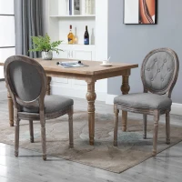 HOMCOM eetkamerstoel, stoelenset, 2-delig, eettafelgroep, rubberhout, schuimstof, stof, grijs, 50 x 54,5 x 97 cm eetkamerstoelenset 2-delige eettafelgroep rubberhout schuimstof stof grijs | Aosom.de(m-2)