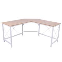 HOMCOM Computertafel L-vormig hoekbureau MDF naturel / zwart hoekbureau