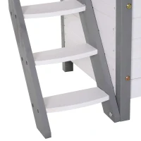 PawHut kattenhuis met asfaltdak, 2 verdiepingen, kattenhut met balkon, kattenvilla met trap, massief hout, wit, 77 x 50 x 73 cm 2 verdiepingen asfaltdak balkon massief hout wit | Aosom.de(m-9)