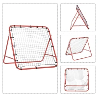 HOMCOM voetbal rebounder kickback goal rebound muurnet, metalen buis + PE-stof, 96 x 80 x 96 cm, rood net | Aosom.nl(m-7)