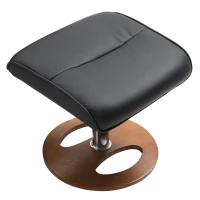 HOMCOM® relaxstoel met kruk tv-stoel gepolsterde stoel 360° draaibaar 120° kantelbaar PU-bekleding houten voet zwart 81 x 76 x 103 cm | Aosom.de(m-4)