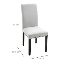 HOMCOM Eetkamerstoel keukenstoel woonkamerstoel schuimstof linnen lichtgrijs(m-3)