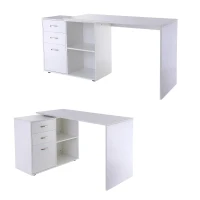 HOMCOM Hoekschrijftafel computertafel bureau hoekbureau wit(m-7)