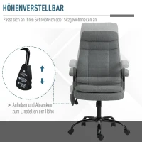 Vinsetto Massage kantoorstoel, draaistoel, gamestoel, in hoogte verstelbaar, linnengevoel grijs(m-6)