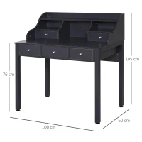 HOMCOM Bureau met plank, schuiflade, computertafel, kantoortafel, MDF, donkergrijs(m-3)