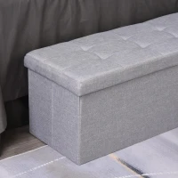 HOMCOM Zitbank met opbergruimte gestoffeerde bank kistbank met scheidingsrooster inklapbaar grijs(m-8)