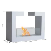 HOMCOM® Bio-ethanol kachel | Staal, roestvrij staal, gehard glas | 78 x 25 x 58 cm | Wit | Aosom.de(m-3)