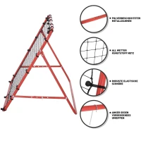 HOMCOM voetbal rebounder kickback goal rebound muurnet, metalen buis + PE-stof, 96 x 80 x 96 cm, rood net | Aosom.nl(m-6)