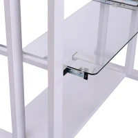 HOMCOM Rolbaar bureau computertafel bureau werktafel met glazen aflegvlak wit(m-11)