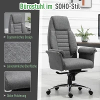 Vinsetto Kantoorstoel ergonomische draaistoel PC stoel in hoogte verstelbaar kunstlinnen lichtgrijs(m-7)