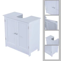 HOMCOM Wastafelonderkast badkamerkast badkamermeubel wastafel onderkast wit(m-4)