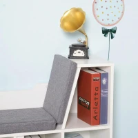 HOMCOM® boekenkast met zitkussens | staande kast | hout, linnen | 102 x 30 x 61 cm | Wit, grijs | Aosom.de(m-10)