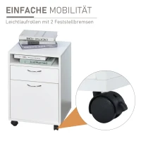 HOMCOM rolcontainer, archiefkast, kantoorcontainer met schuiflade, kantoorkast, opslagcontainer, spaanplaat, wit, 40 x 35 x 60 cm rolcontainer archiefkast schuiflade kantoorkast wit | Aosom.de(m-6)