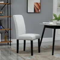 HOMCOM Eetkamerstoel keukenstoel woonkamerstoel schuimstof linnen lichtgrijs(m-2)