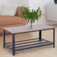 HOMCOM salontafel salontafel met opbergruimte bijzettafel voor woonkamer metalen frame retro(m-2)