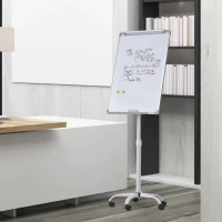 Vinsetto Magnetisch whiteboard op wielen in hoogte verstelbaar droog uitwisbaar pennenbakje(m-2)