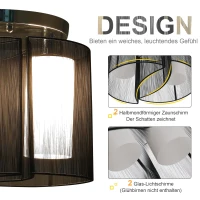 HOMCOM Plafondlamp vintage 2 x E27 fitting plafondlamp plafondlicht lamp 40 W zwart(m-4)