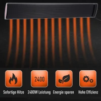 Outsunny Buitenverwarming 2400 W straalkachel kachel wandmontage tuinterras alu(m-4)