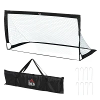 HOMCOM Voetbaldoelen Voetbalnet set van 2 minidoelen opvouwbaar staal zwart 186 x 90 x 89 cm(m-7)