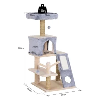 PawHut Kattenboom klimboom met kattengrot krabboom kattenhuis krabpaal(m-3)