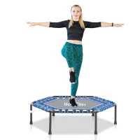 HOMCOM Fitnesstrampoline trampoline voor yoga tuintrampoline blauw 101x101x33cm(m-2)
