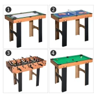 HOMCOM 4-in-1 multispeltafel tafelvoetbal speltafel biljart tafeltennis hockeytafel hockey(m-4)