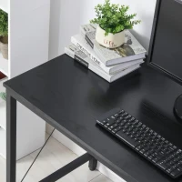 HOMCOM Computerbureau L-vormig hoekbureau bureau kantoortafel metaal zwart(m-7)