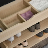 HOMCOM schoenenbank, zitbank, zitkist, 2-in-1 design met schoenenrek, verborgen vak, linnen, naturel + grijs, 80 × 30 × 48 cm verborgen vak | Aosom.de(m-8)