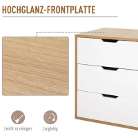 HOMCOM Kantoorcontainer met 3 schuiflades archiefkast kantoorkast E1 spaanplaat wit + naturel(m-6)