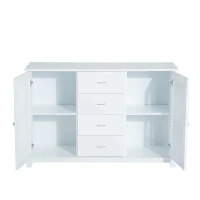 HOMCOM dressoir kast halkast badkamerkast ladekast louvredeur wit 120x40x80 cm(m-4)