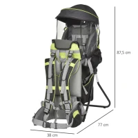 HOMCOM babydrager kinderdrager reis kinderdrager voor 6-36 maanden tot 20 kg aluminium groen(m-3)