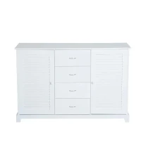 HOMCOM dressoir kast halkast badkamerkast ladekast louvredeur wit 120x40x80 cm(m-6)