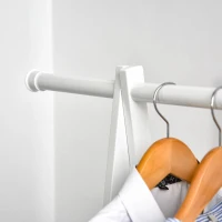 HOMCOM Kledingrek met schoenenrek kledingstang garderobestandaard staal wit(m-8)