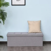 HOMCOM Zitbank met opbergruimte gestoffeerde bank kistbank met scheidingsrooster inklapbaar grijs(m-2)