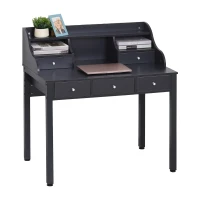 HOMCOM Bureau met plank, schuiflade, computertafel, kantoortafel, MDF, donkergrijs(m-1)