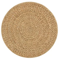 HOMCOM Poef met opbergruimte poef opbergbox stro rotan kaki(m-8)