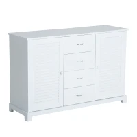 HOMCOM dressoir kast halkast badkamerkast ladekast louvredeur wit 120x40x80 cm(m-1)