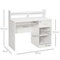 HOMCOM Computertafel kantoortafel speeltafel pc-tafel met lade wit(m-3)