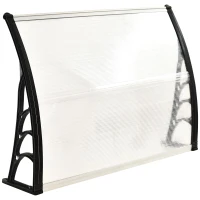 Outsunny® luifel voordeurluifel 120 x 80 cm luifel overkapping polycarbonaat transparant | Aosom.de(m-6)