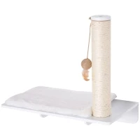 PawHut krabpaal, kattenplank, kattenboom, kattenligplaats, wandmontage, pluchen bekleding MDF(m-1)