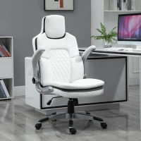 Vinsetto Bureaustoel kantoorstoel inklapbare armsteunen In hoogte verstelbaar kantelfunctie PU(m-2)