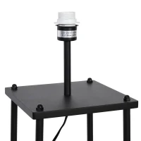 HOMCOM Staande lamp met 3 planken stalamp polyester katoen metaal zwart(m-9)