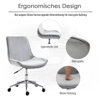 HOMCOM bureaustoel draaistoel bureaustoel in hoogte verstelbaar 360 ° draaibaar fluweel 52,5 x 60 x 82-91 cm, Grijs(m-6)