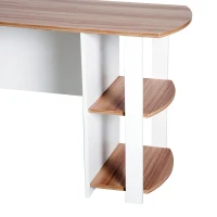 HOMCOM hoekschrijftafel hoek schrijftafel computertafel opbergvak kantoor zwart/walnoot(m-7)