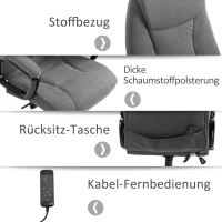 Vinsetto Massagestoel directiestoel gamingstoel draaistoel kantoorstoel massage grijs(m-8)