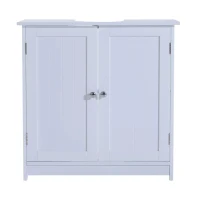 HOMCOM Wastafelonderkast badkamerkast badkamermeubel wastafel onderkast wit(m-7)