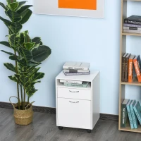 HOMCOM rolcontainer, archiefkast, kantoorcontainer met schuiflade, kantoorkast, opslagcontainer, spaanplaat, wit, 40 x 35 x 60 cm rolcontainer archiefkast schuiflade kantoorkast wit | Aosom.de(m-2)