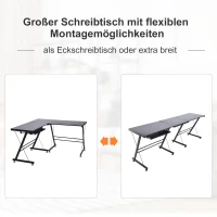 HOMCOM Computertafel bureau werkstation flexibel MDF staal zwart/wit(m-4)